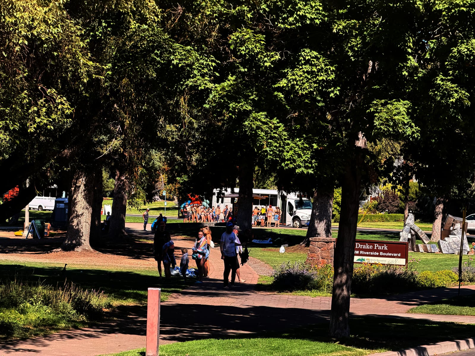 Drake Park along the Deschutes River in downtown Bend, Oregon