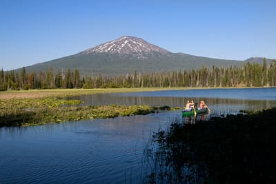 Canoeing on Hosmer Lake near Bend, Oregon