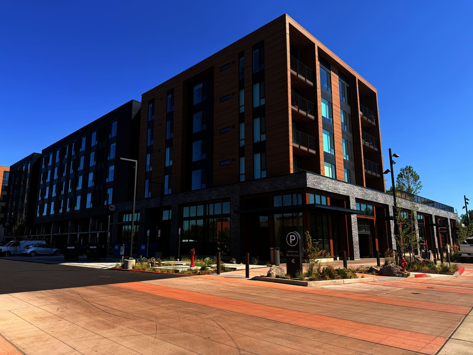 The Jackstraw mixed-use development next to the Box Factory in Bend, Oregon