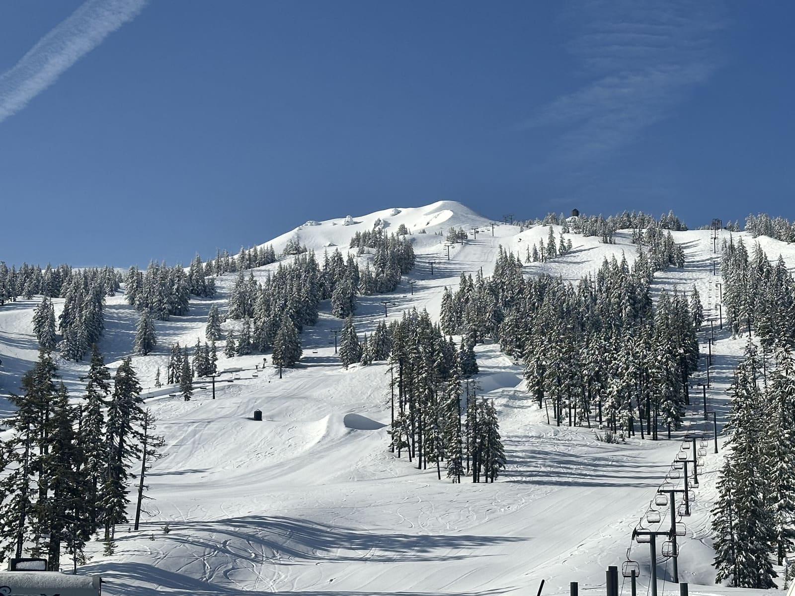 Snow-covered ski slopes at Mt. Bachelor near Bend, Oregon